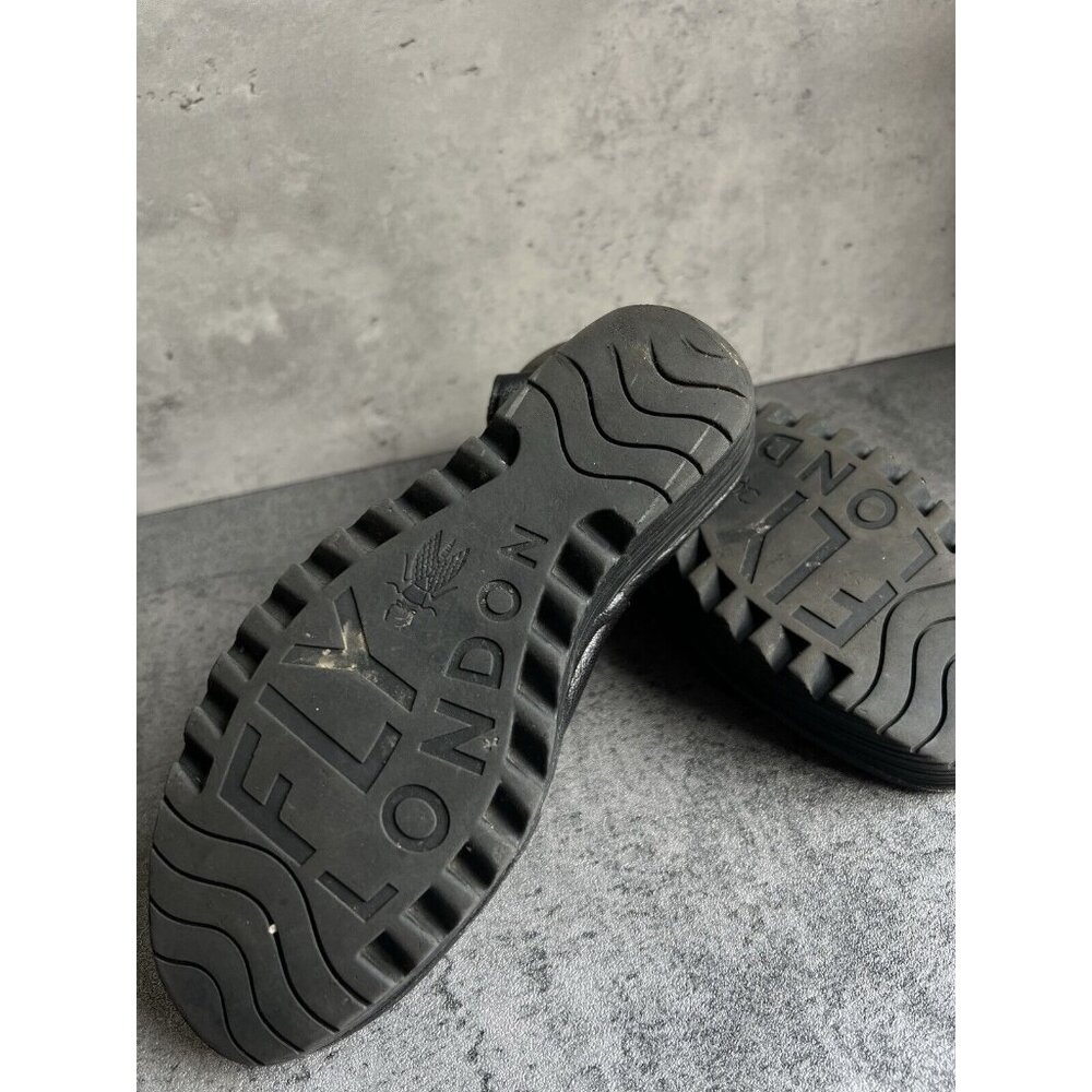 Fly London Yala Peep Toe Black Leather Platform Wedge Sandal EU 37 US 6.5 - Picture 15 of 16